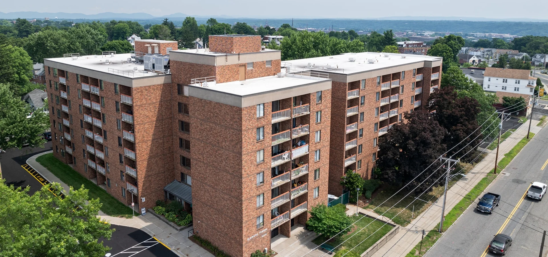 Elmwood Towers exterior aerial view