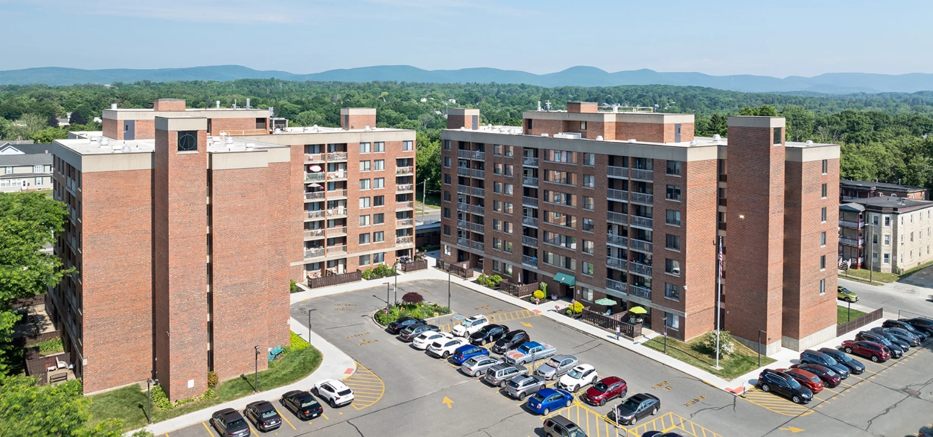 Berkshiretown building and parking lot aerial