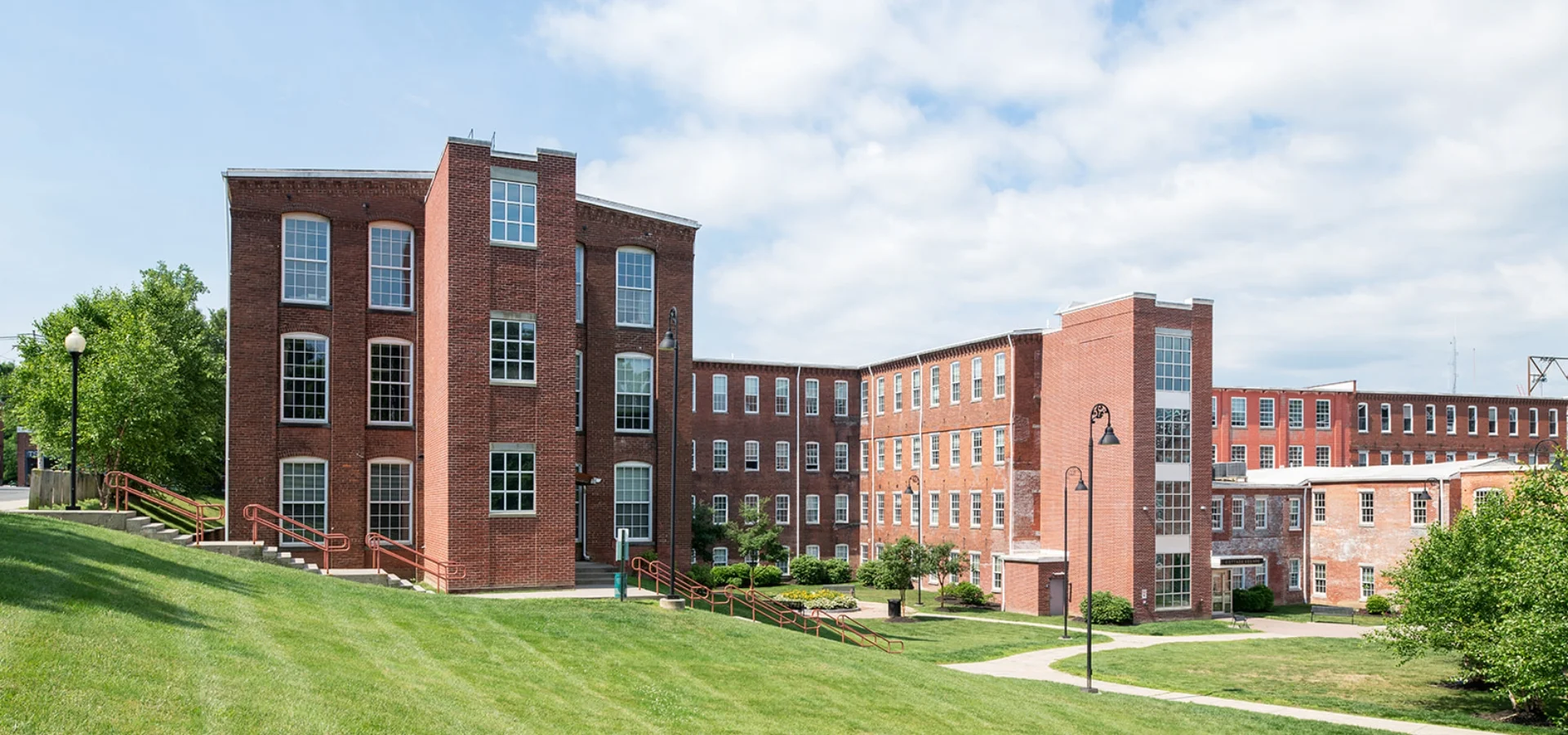 Cottage Square building exterior and property aerial shot