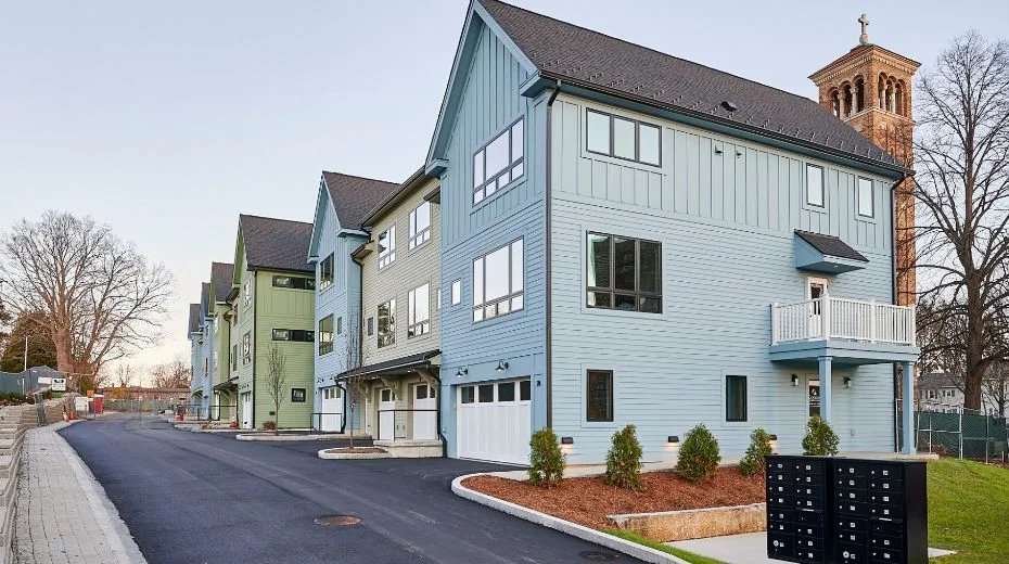 People's Bank exterior at sunset